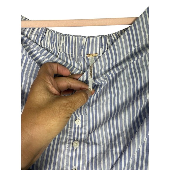 Free People Off-the-Shoulder Boho Striped Button Up Bell Sleeve Top size XS - Picture 5 of 10